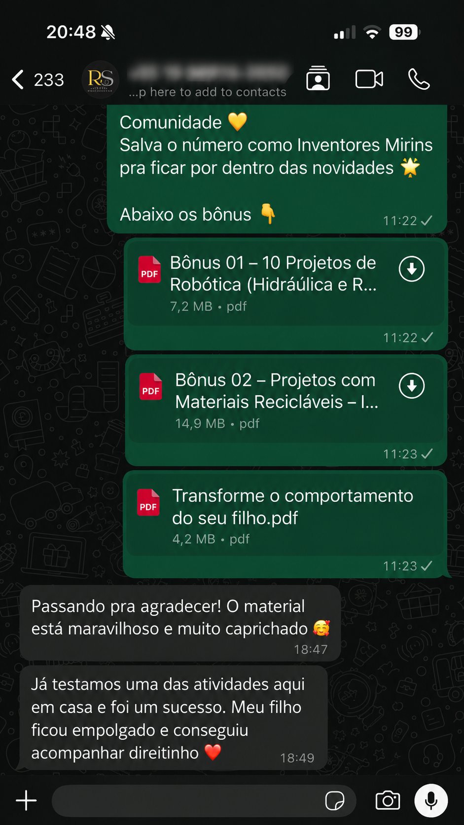 Depoimento WhatsApp 1